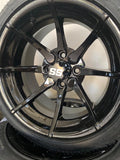 14” HYDRA BLACK GOLF CART WHEELS MOUNTED TO 205/30-14 LOW PROFILE TIRES