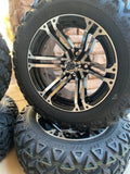 14” TERMINATOR GOLF CART WHEELS MOUNTED TO 23” ALL TERRAIN TIRES