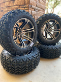 14” TERMINATOR GOLF CART WHEELS MOUNTED TO 23” ALL TERRAIN TIRES