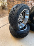 14” VENOM- GOLF CART WHEELS MOUNTED TO 205/30-14 LOW PROFILE TIRES