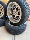 14” VENOM- GOLF CART WHEELS MOUNTED TO 205/30-14 LOW PROFILE TIRES