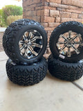 12” TEMPEST GOLF CART WHEELS MOUNTED TO 20" ALL TERRAIN TIRES
