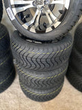 12” Vampire Golf Cart Wheels Mounted to 215/40-12 Low Profile Tires
