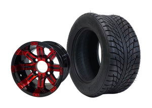 10" Tempest Red-Black Wheels & Tire Combo