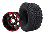 10"  Vortex Red- Black Wheels & Tire Combo