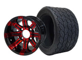 12" Tempest Red-Black Wheels & Tire Combo