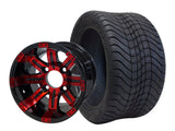 12" Tempest Red-Black Wheels & Tire Combo