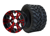 12" Vampire Red Black Wheels & Tire Combo