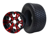 12" Vampire Red Black Wheels & Tire Combo