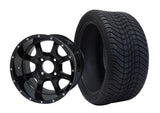 14” Night Stalker Black- GOLF CART WHEELS MOUNTED TO 205/30-14 LOW PROFILE TIRES