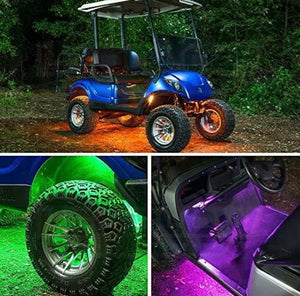 LEDGlow 12pc Million Color LED Golf Cart Underglow Accent Neon Lighting Kit with Wheel Well & Interior Lights for EZGO Yamaha Club Car - Fits Electric & Gas Golf Carts - Water Resistant