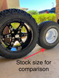 14” Wheels Mounted to 23” All Terrain Tires