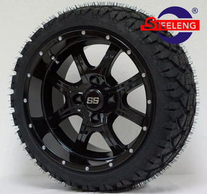14" NIGHT STALKER GOLF CART WHEELS and 20" STINGER ALL TERRAIN TIRES DOT RATED